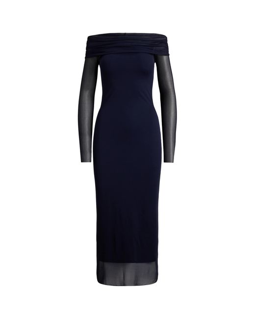 Ralph Lauren Blue Jersey Audria Midi Dress