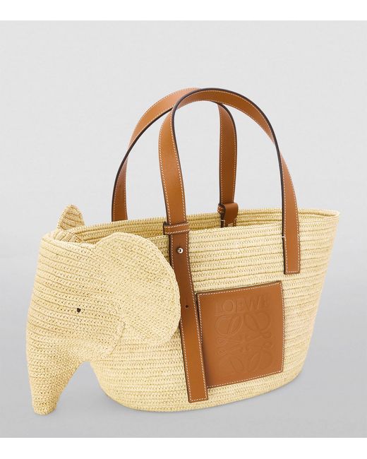 Loewe Natural Woven Elephant Basket Tote Bag