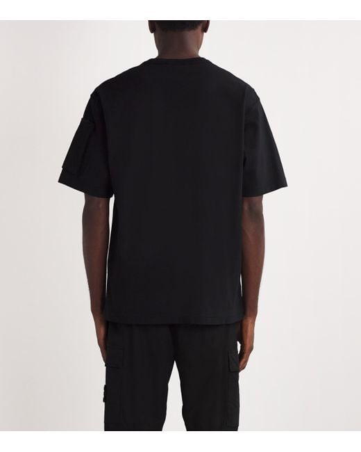 Stone Island Black Cotton Zipped-Pocket T-Shirt for men