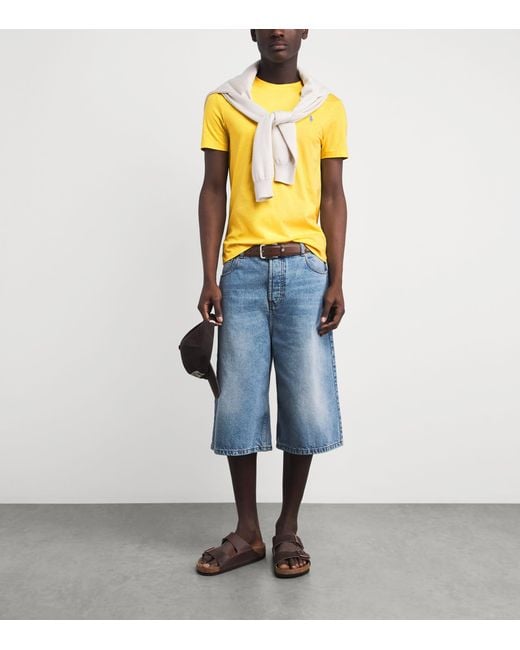 Polo Ralph Lauren Yellow Cotton Custom-Fit Polo Pony T-Shirt for men