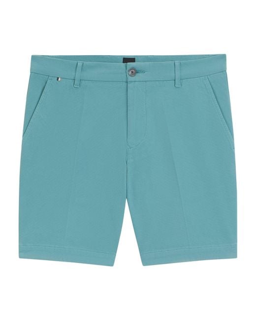 Boss Blue Stretch-Cotton Slim Fit Shorts for men