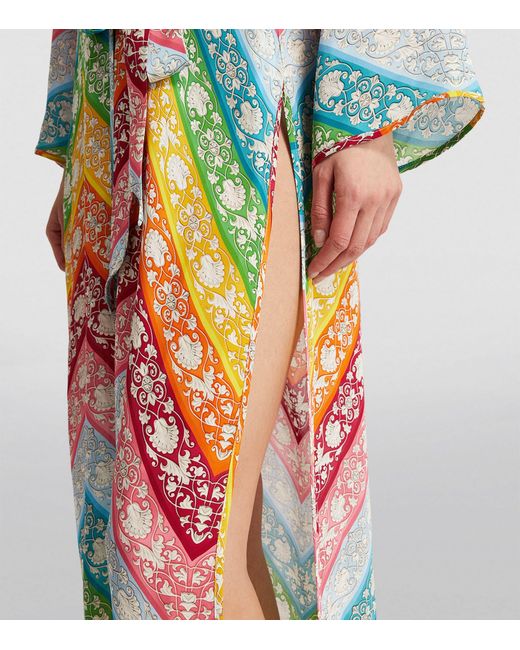 Mary Katrantzou White Rainbow Wrap-around Kimono Maxi Dress