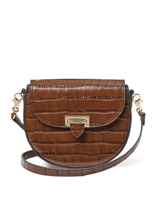 Aspinal Brown Leather Portobello Cross-Body Bag