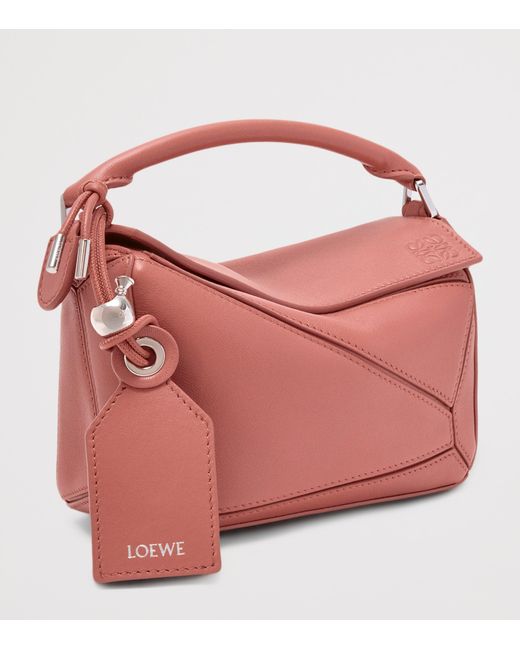 Loewe Pink Mini Leather Featherlight Puzzle Top-Handle Bag