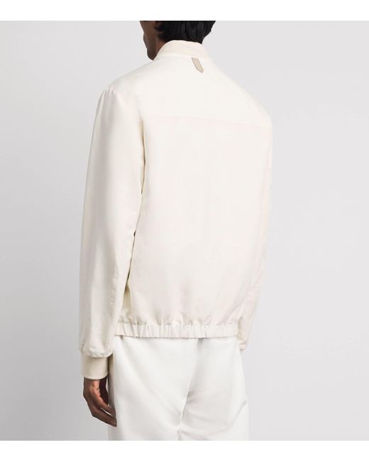 Canali White Linen-Silk Bomber Jacket for men