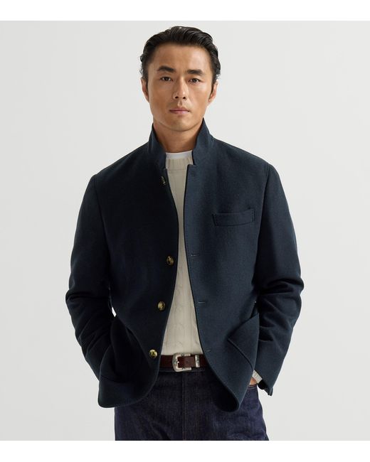 Brunello Cucinelli Blue Cashmere Blazer for men