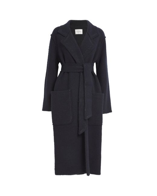 Max Mara Blue Wool-Cashmere Knitted Coat