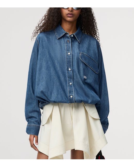 Loewe Blue Drawstring-Hem Denim Shirt