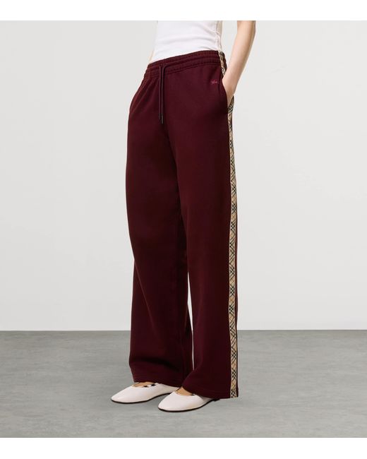 Burberry Purple Cotton Check-Tape Sweatpants