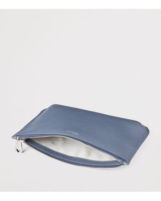 Aspinal Blue Large Leather Ella Pouch