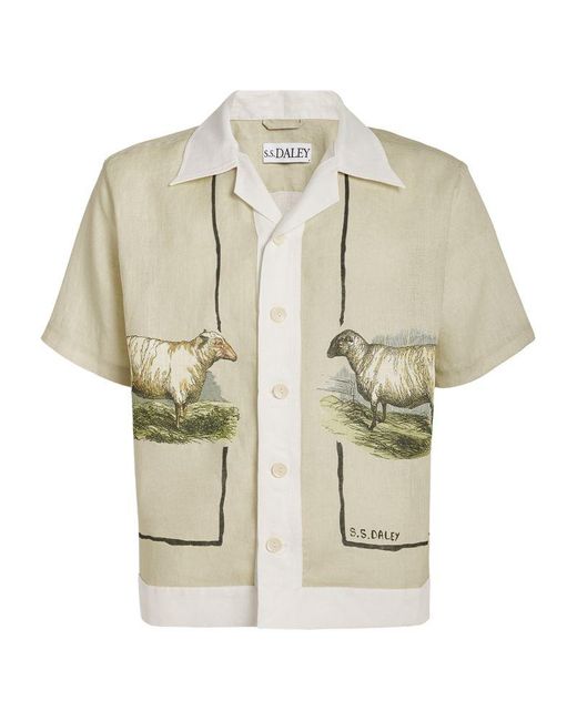 S.S.Daley Natural Linen Lancashire Sheep Print Shirt for men