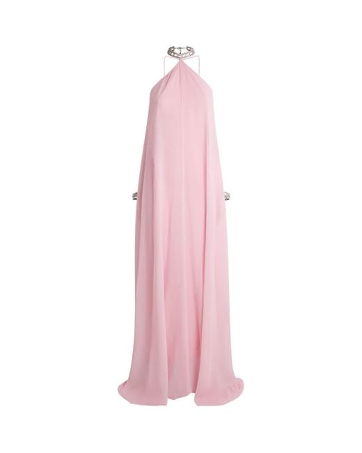 ‎Taller Marmo Pink Silk Sza Sza Embellished Maxi Dress