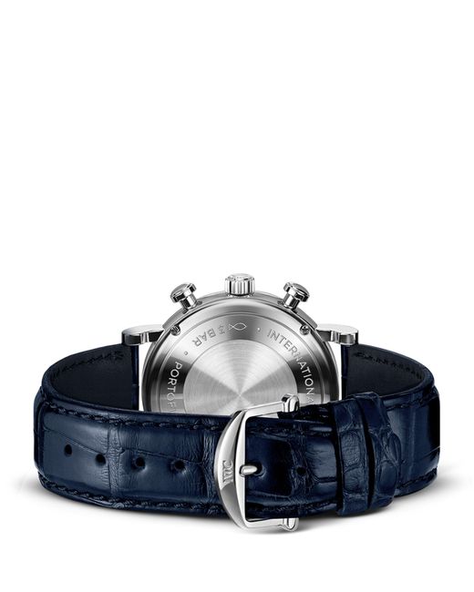 Iwc Blue Stainless Steel Portofino Chronograph Watch 39mm