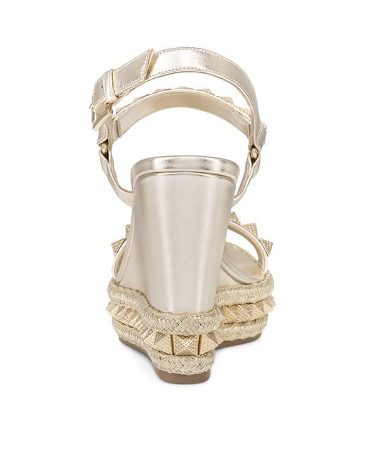 Christian Louboutin Metallic Pyraclou Embellished Wedge Sandals 110