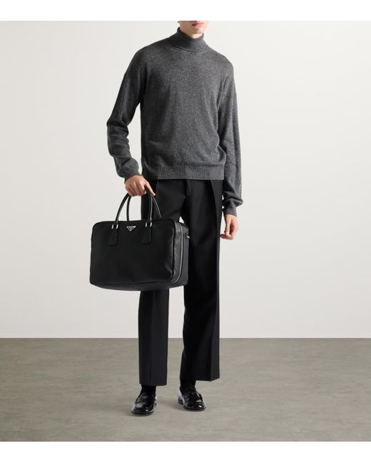 Prada Black Leather Briefcase for men