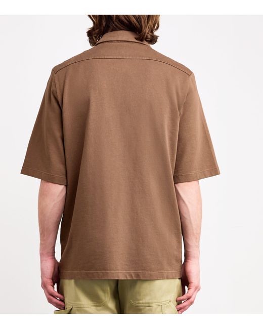 Barena Brown Cotton Zip-Up Overshirt for men