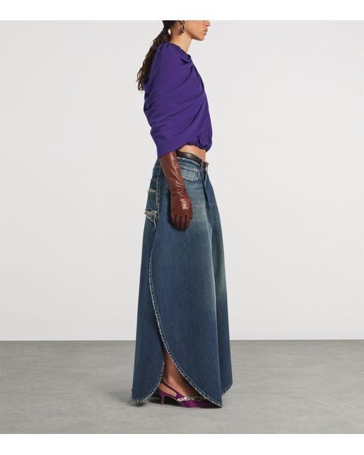 Balenciaga Purple Silk Draped Cape Top