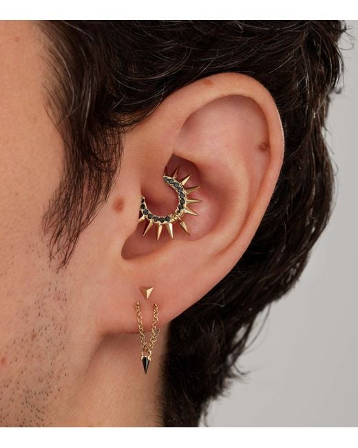 Maria Tash White And Diamond Pavé Metal Mohawk Hoop Earring