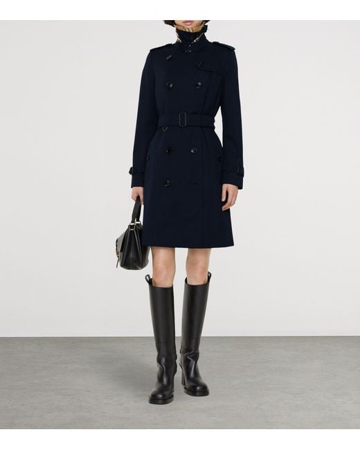 Burberry Blue Gabardine Chelsea Heritage Trench Coat