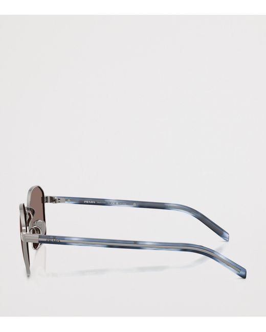 Prada Brown Metal Geometric Sunglasses for men