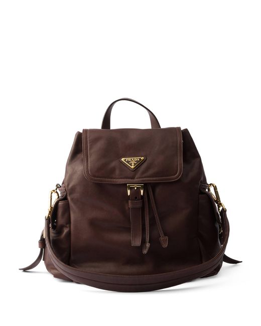 Prada Brown Medium Re-Nylon And Leather Explore Backpack
