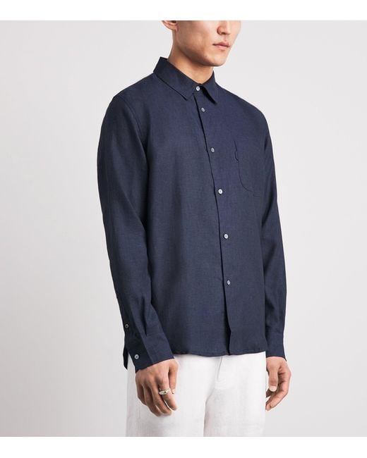 Derek Rose Blue Linen Monaco Shirt for men