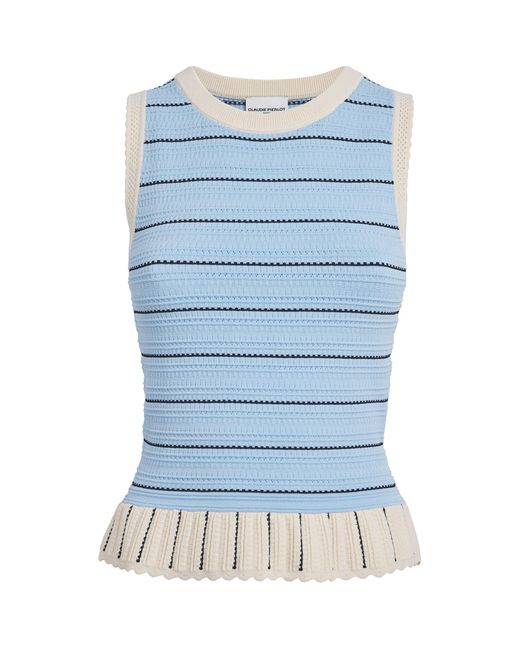 Claudie Pierlot Blue Knitted Pointelle Tank Top