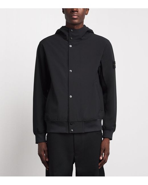 Stone Island Black Light Soft Shell-R Hooded Jacket for men