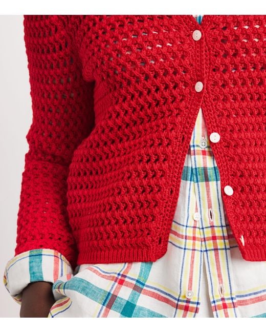 Polo Ralph Lauren Red Cotton Crocheted Cardigan