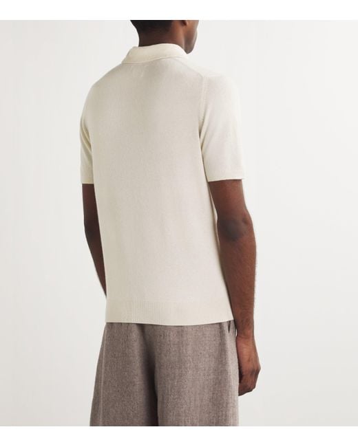 Harrods White Cashmere Polo Shirt for men