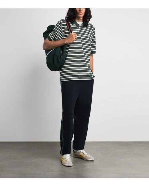 Manors Green Piqué Stripe Goat Polo Shirt for men