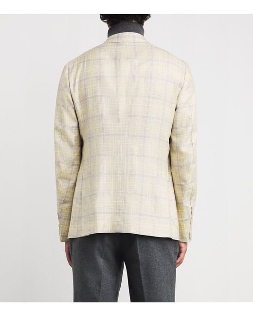 Isaia White Wool-Silk-Linen Capri Blazer for men