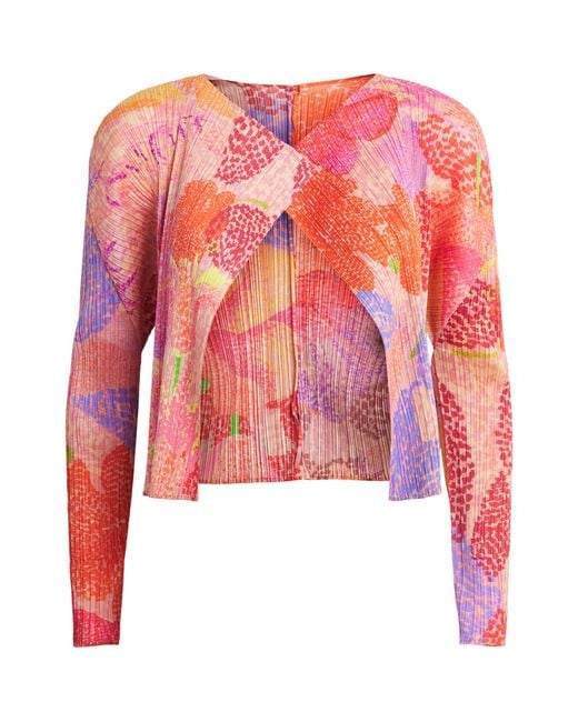 Pleats Please Issey Miyake Pink Pleated Foggy Forest Cardigan