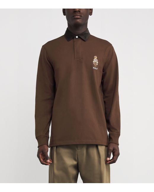 Polo Ralph Lauren Brown Cotton Polo Bear Rugby Shirt for men