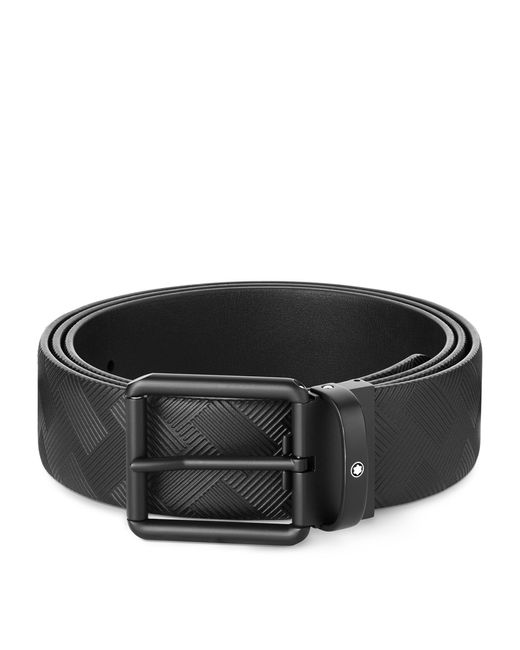 Montblanc Black Leather Patterned Belt for men