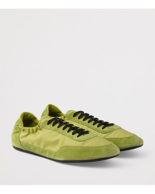 Prada Green Re-Nylon And Suede Collapse Sneakers for men