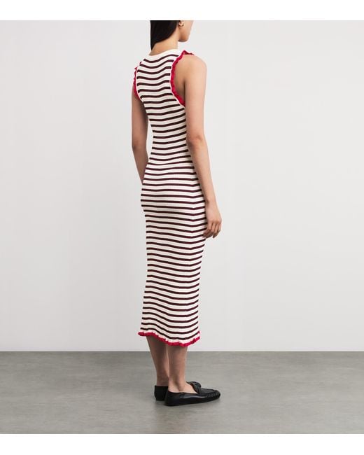 Claudie Pierlot White Stripe Midi Knitted Dress