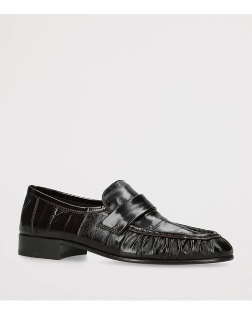 The Row Black Soft Eel Loafers