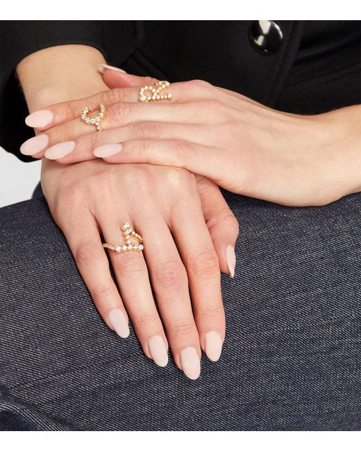 Sophie Bille Brahe Metallic And Diamond Ensemble 'T' Ring