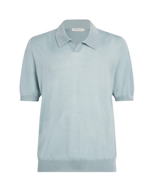 Johnstons Blue Superfine Cashmere Polo Shirt for men