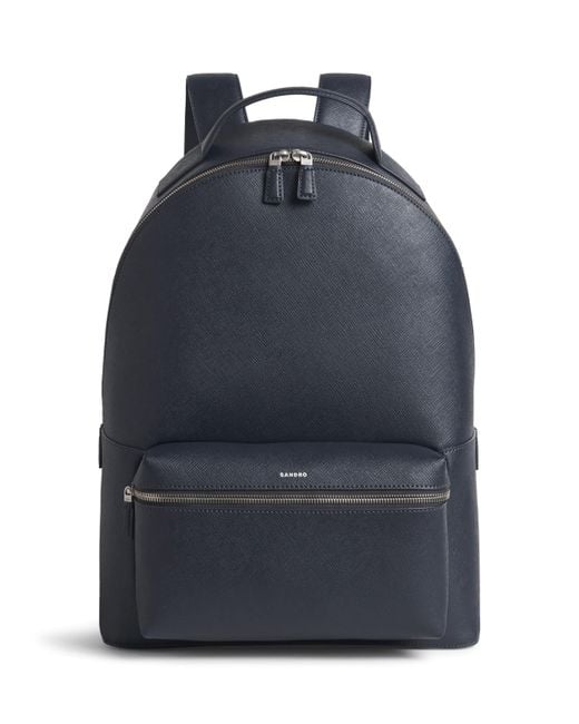 Sandro Blue Leather Backpack for men