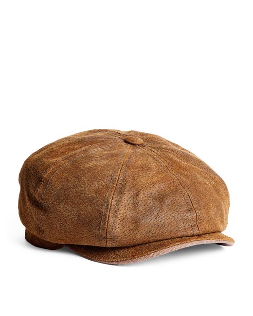Stetson Brown Leather Flat Cap for men
