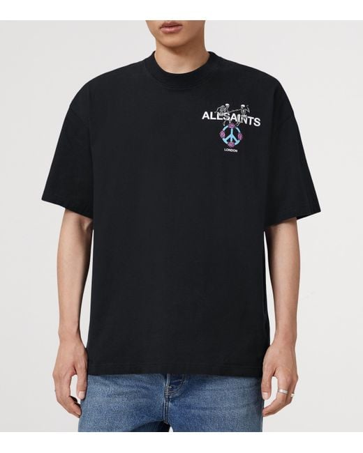 AllSaints Black Organic Cotton Reincarnate T-Shirt for men