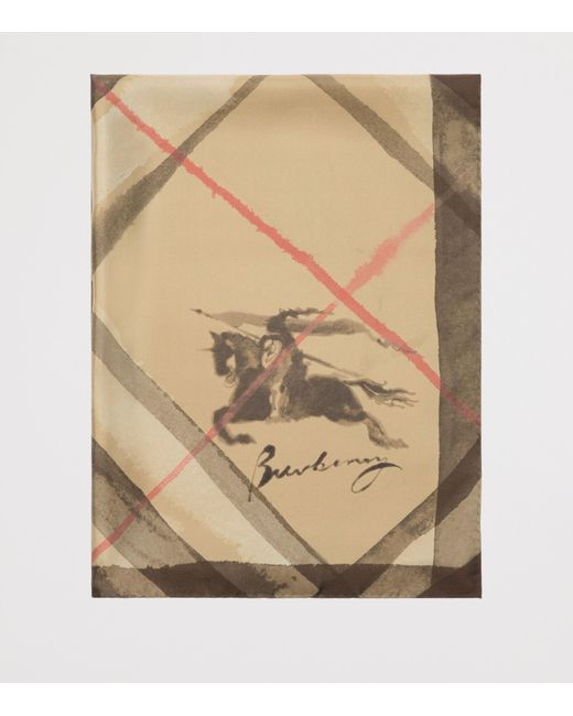 Burberry Natural Silk Watercolour Check Scarf