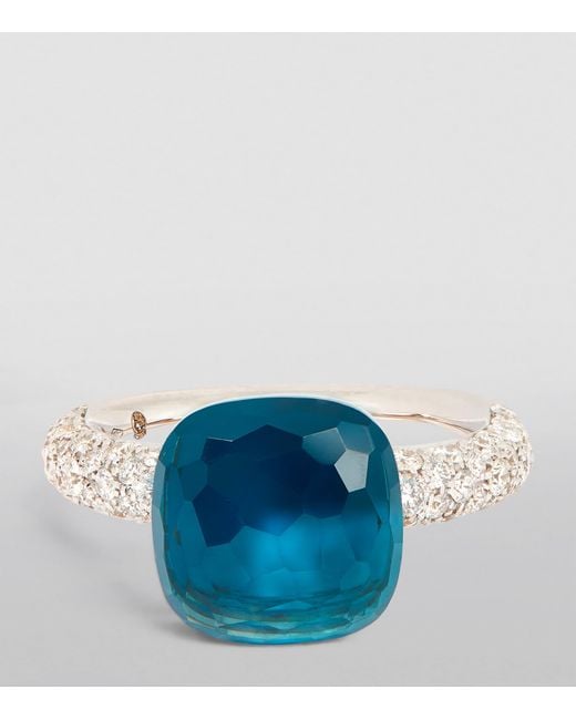 Pomellato Blue Mixed, Diamond, London Topaz And Nudo Ring