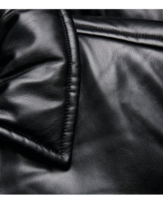 Acne Black Faux Leather Bomber Jacket