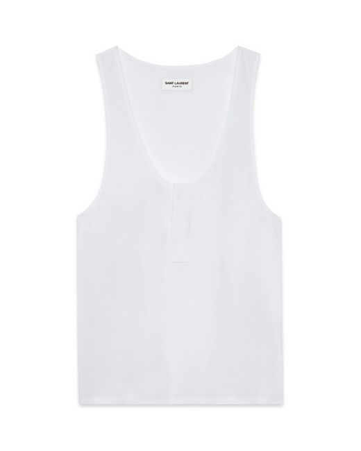 Saint Laurent White Cotton Tank Top