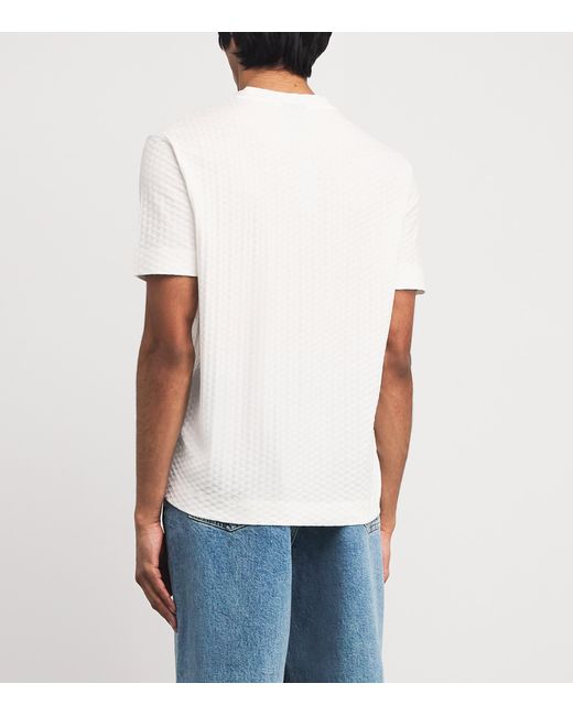 Emporio Armani White Cotton Embossed T-Shirt for men