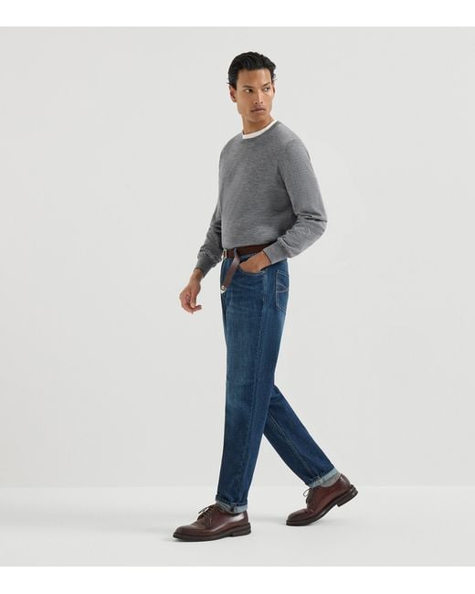 Brunello Cucinelli Blue Slim-Leg Jeans for men