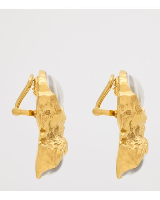 Saint Laurent Metallic Resin-Detail Clip-On Earrings
